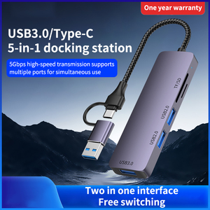 New USB 3.0/Loại C HUB Docking Station 5 trong 1 Multi-Port Adapter với USB 3.0 /2.0 SD (TF) Cổng Đầu đọc thẻ cho MacBook Pro - Product Image 3