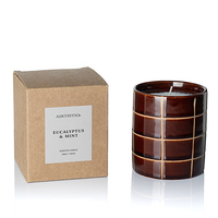 Bougie artisanale en cire de soja écologique dans un pot en céramique, style vintage, coffret d'aromathérapie fait main pour les fêtes