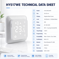 55*55mm pequeño refinamiento programable sistema de calefacción por suelo radiante inteligente Wifi termostato