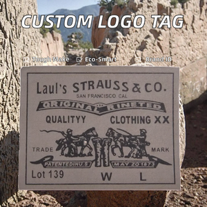 Customized High Quality Kraft <b>Paper</b> Leather Tag Label with Brand Logo Printing for <b>Bags</b> Shoes <b>Jeans</b> Clothing Leather Patches - Product Image 2