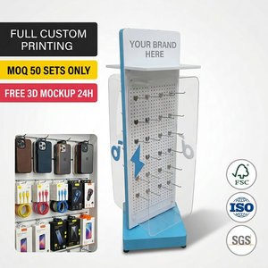 Expositor Metálico para Accesorios de Celulares, Panel Perforado, Estante de Venta al por Menor, Estación de Carga para Auriculares, Aluminio, POS, FSDU, Vitrina, Logotipo Personalizado - Product Image 1