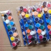 Artecho Vente en Gros Kit de Peinture Acrylique 12 Couleurs 2,5 ml en Bandelette, Lot de 12 Pièces avec 2 Pinceaux