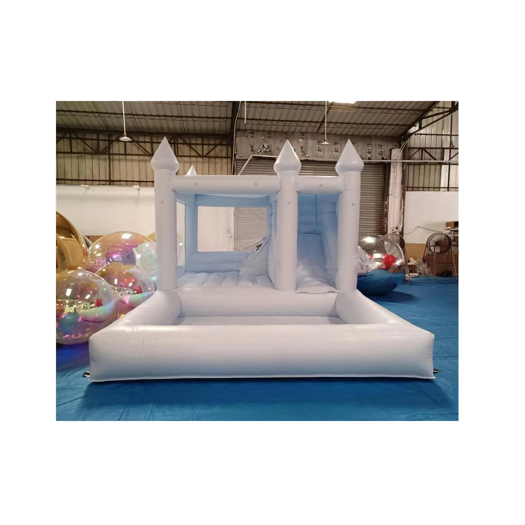 Commercial Kids Wedding Inflatable Bouncer with Slide Jumping Castle Bounce House White Bouncy Castle with Ball Pit for Party