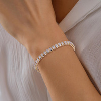 Cadena de tenis de diamante cultivado en laboratorio de corte esmeralda HPHT Pulsera con ajuste de bisel de diamante Cadena de tenis de diamante de laboratorio