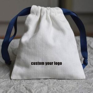 Custom Organic Twill Cotton Canvas <b>Drawstring</b> <b>Pouch</b> Eco-Friendly Gift Jewelry Packaging Dust Bag for Party Favors - Product Image 1