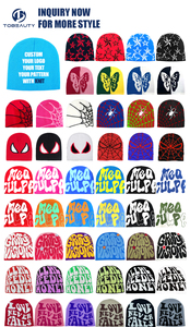 Sombrero de diseñador personalizado al por mayor, <span class=keywords><strong>gorro</strong></span> unisex con estampado completo, <span class=keywords><strong>gorro</strong></span> de <span class=keywords><strong>invierno</strong></span> de punto Jacquard con estrella de punto personalizado - Product Image 5