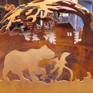 แฮนด์เมดกลางแจ้ง Corten เหล็กสวนบอลหลุมไฟ - Product Image 3