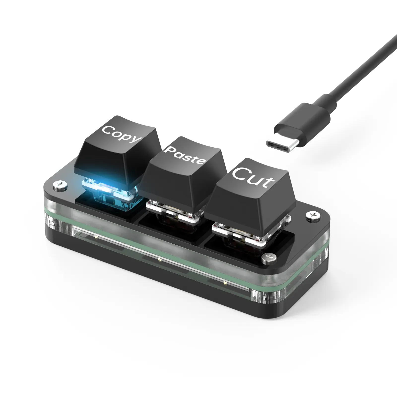 USB-C individuelle Tastatur Mini Copy Paste 2 3 Tasten mit RGB Licht Multimedia-Knopf mechanische heiß-Swap programmierbare Makro-Tastaturen