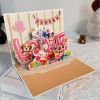 Carte de vœux 3D pop-up chien mignon, carte créative stéréo pour animaux de compagnie, carte cadeau d'anniversaire et de fête, décoration pour enfants et famille