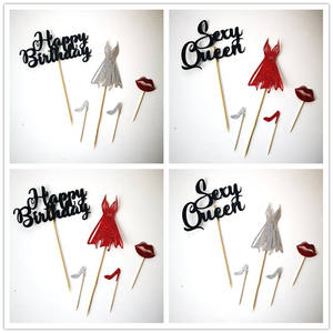 Venta al por mayor Vertical Cake Toppers Cake Decoration papel metálico fiesta creativa <span class=keywords><strong>Feliz</strong></span> cumpleaños <span class=keywords><strong>Sexy</strong></span> Queen cake Topper - Product Image 2