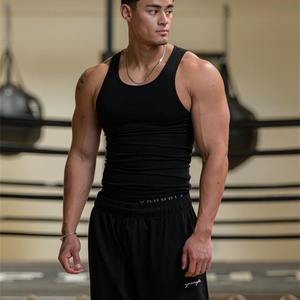 Débardeur de sport pour homme d'été, respirant, tricoté, 100% polyester, côtelé, décontracté, coupe régulière, style musculaire de coureur - Product Image 1