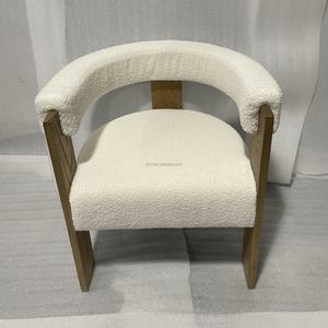 เก้าอี้นั่งสบายโครงไม้หุ้มผ้าเท็ดดี้สีขาวแบบหนานุ่ม ราคาโปรโมชั่น - Product Image 3