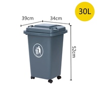 Poubelle extérieure en plastique de 50 L, poubelle sanitaire classifiée, conteneur à déchets, poubelle avec roues
