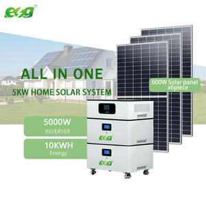 Kit de sistema solar apilable para uso doméstico de 5KW con paneles monocristalinos inversor MPPT incorporado batería LiFePO4 batería de iones de litio - Product Image 1