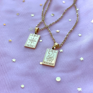 Collar con Tarjeta de Tarot Reversible de la Estrella de la Sacerdotisa, Cristal de Luz de Luna, Acero Inoxidable Antideslustre, Joyería de Afirmación para Mujer - Product Image 2