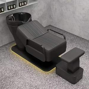 อ่างล้างผมเซรามิกแบบเอนได้ พร้อมเก้าอี้ปรับระดับได้ สีขาวดำ - Product Image 6