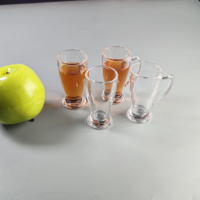 Gelas Shot bir Mini kustom dengan alas melamin berat mug bir bening untuk ulang tahun atau teman pesta Sake Shooter Glass