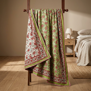 Modern Style Indigo Cotton Reversible Dohar Printed Quilt Cover Hand Block Printed <b>Double</b> Sided <b>Bedspread</b> for Home - Product Image 3