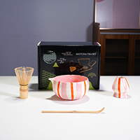Coffret Cadeau Noir – Ensemble d'Outils Artisanaux Rayés pour la Préparation du Matcha avec Bol Chawan à Bec Verseur