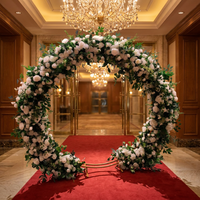 SPR Arche de fleurs artificielles bohèmes faites à la main avec roses et gypsophiles pour mariage, décoration de fête, bouquet élégant, chemin de table