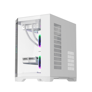 Boîtier de jeu M-ATX Mid Tower avec panneau en verre trempé et en maille. Support pour PC de jeu DIY de bureau de 240 mm. - Product Image 4