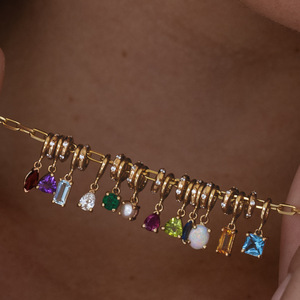 Luxuriöse Geburtsstein-Edelstein-Anhänger, Anlaufgeschützt, Edelstahl-Charm, DIY-Geburtsstein-Anhänger für Halskette, Wasserdicht, Großhandel - Product Image 1