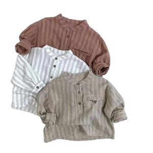 Children's Unisex Striped Shirt 1-6 Years Old Long Sleeve T Shirt Elastic Top O-Neck Simple Baby Clothes Toddler <strong>Boy</strong> <strong>Clothing</strong> - Product Image 1