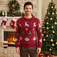 Pull de Noël moche personnalisable pour homme, à manches longues, en tricot d'hiver, unisexe, motif jacquard Argyle, respirant, en maille, coupe basse