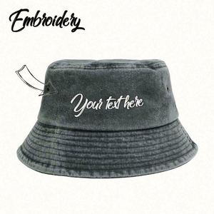Custom Embroidered Vintage Style Bucket <b>Hat</b> Washed Cotton Classic Retro Cap <b>for</b> Men and Women's Daily Casual Use <b>for</b> Cycling - Product Image 4