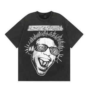 Camiseta Oversize de Algodón de 280 g/m² para Hombre, Estilo Vintage Lavado, Estampado Puff, Streetwear, Corte Holgado, Lisa - Product Image 3