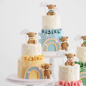 Nuovo stile in gomma morbida torta di orso carino decorazione fai da te Baby Shower Cake Topper - Product Image 3