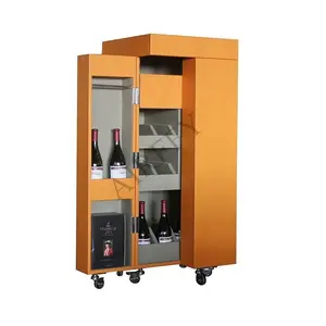 Moderner Luxus beweglicher Leder Acryl Wein Bar Schrank mit Rädern für Esszimmer Hotel Bar