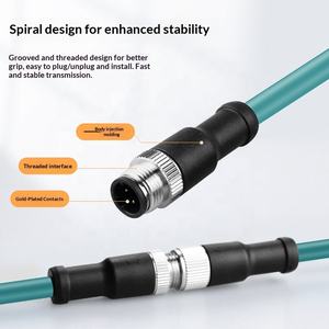 Câble d'extension Gigabit M12 4 cœurs de type D vers <span class=keywords><strong>RJ45</strong></span> femelle, câble de connecteur réseau industriel blindé M12 - Product Image 4