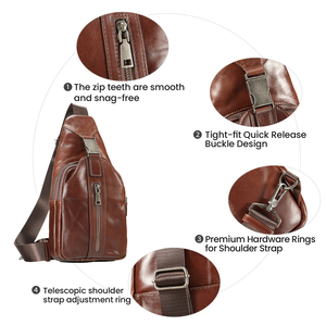 Bolso <span class=keywords><strong>de</strong></span> Pecho para <span class=keywords><strong>Hombre</strong></span> <span class=keywords><strong>de</strong></span> Cuero Genuino DUJIANG, Bolso <span class=keywords><strong>Bandolera</strong></span> Retro <span class=keywords><strong>de</strong></span> Moda, Duradero para Uso Diario, Modelo 6946 - Product Image 5