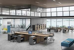 Uzun dolap açık çalışma alanı iş istasyonu ile yüksek kaliteli Modern 4 kişilik modüler ofis masası - Product Image 6