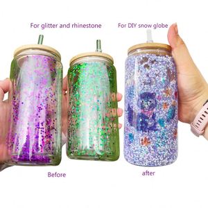 Verre à sublimation vierge à double paroi de 12 oz sans BPA, verre boule à neige, tasse à bière à paillettes de 20 oz - Product Image 1