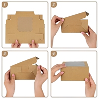 Boîte en papier kraft 2026 avec fenêtre pour pâtisseries, biscuits, bonbons et gâteaux – Emballage alimentaire pour cadeaux de Noël