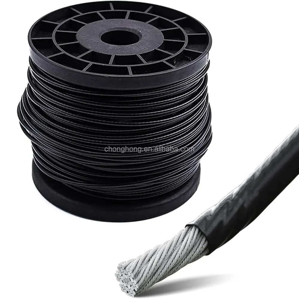 85 Chân Dây Dây Màu Đen Vinyl Tráng 1/16 "Để 3/32" Thép Không Gỉ Máy Bay Cable7x7 Sợi Chuỗi Treo Tự Làm Ngoài Trời Trong Nhà