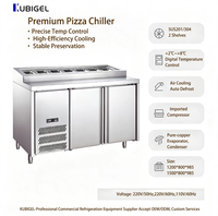 Meja Persiapan Pizza dan Salad dari Baja Anti Karat dengan Kontrol Digital, Pendingin Udara, Freezer Sandwich, Kulkas, dan Sistem Pencairan Otomatis