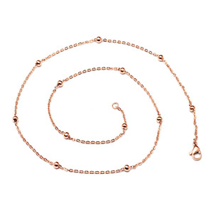 <strong>Gold</strong> Plating 316L Stainless Steel <strong>Ball</strong> Beaded Cross Link <strong>Chains</strong> Necklace for Woman - Product Image 1