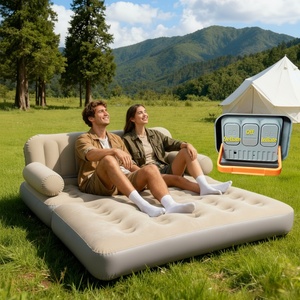 Canapé-<span class=keywords><strong>Lit</strong></span> Gonflable Flocqué <span class=keywords><strong>2</strong></span> Personnes en PVC, Canapé Gonflable Double Pliable pour Chambre et Camping en Plein Air - Product Image 2