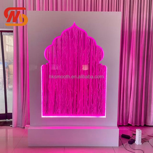 Smooth Durable Design Wedding Waterfall Arch White Metal Welcome Sign <b>Backdrop</b> With RGB Light - Product Image 3