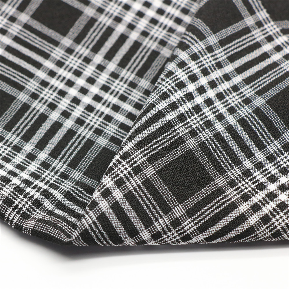 Shaoxing Textile Yarn Dyed Black Check Four Way Stretch Plaid Fabric For Clothing
