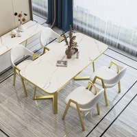Ensemble table et chaises de réception moderne en pierre, 6 pièces, pour hôtel et salle à manger à domicile - Table longue durable