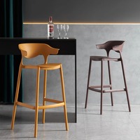 Chaise de bar minimaliste nordique, tabouret de bar moderne simple avec dossier en plastique, empilable, design créatif, tabouret haut pour usage commercial et domestique