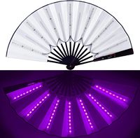 TSINYE LED-Leucht-Faltfächer, tragbare Kühlventilatoren mit Licht, Handfächer aus Papier und Bambus für Partys, Bars und Musikfestivals