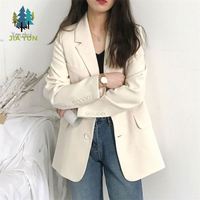 Blazer long à manches longues pour femme, avec poches, couleur unie, coupe ample, style décontracté, veste de bureau, printemps-automne