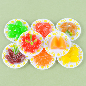 Plato de frutas en miniatura con frutas simuladas, manzanas, naranjas, modelos de alimentos, divertidos juguetes de comida en miniatura, llaveros y accesorios. - Product Image 1