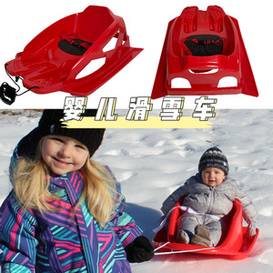 Trineo para bebés con cinturón de seguridad y cuerda para niños, para deslizarse por la nieve al aire libre, color rojo, plástico duradero - Product Image 1