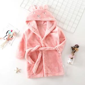 Pijamas de Orejas de Conejo para Niños, Pijamas de Franela para Niños y <span class=keywords><strong>Niñas</strong></span>, Pijamas Gruesos de Felpa Coral para Otoño/Invierno, Batas de Baño - Product Image 1